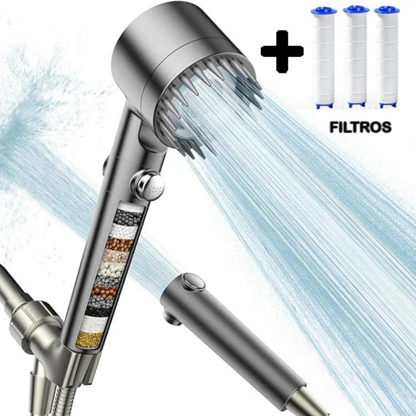 Ducha de Alta Presión con Filtro - (3 Filtros ¡GRATIS!)